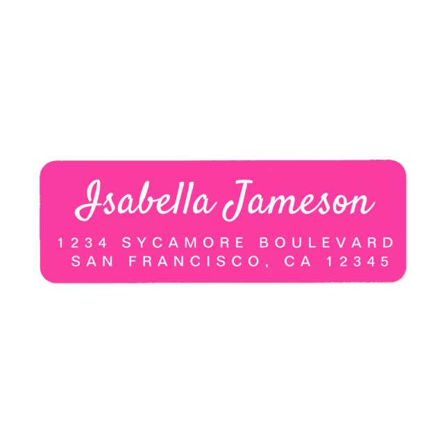 Stylish Script Knockout Pink Return Address Label (Front)