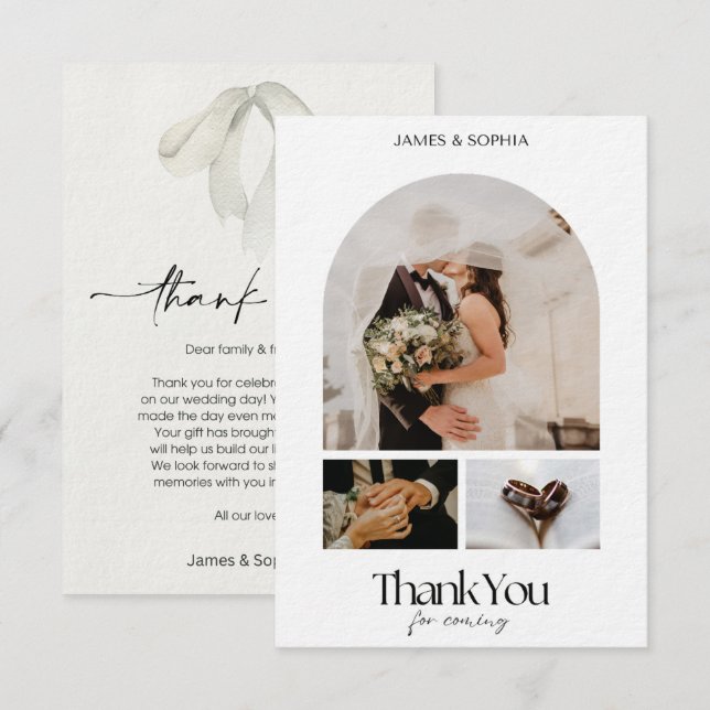 Stylish Script Love Heart Wedding Thank You Photo  Invitation (Front/Back)