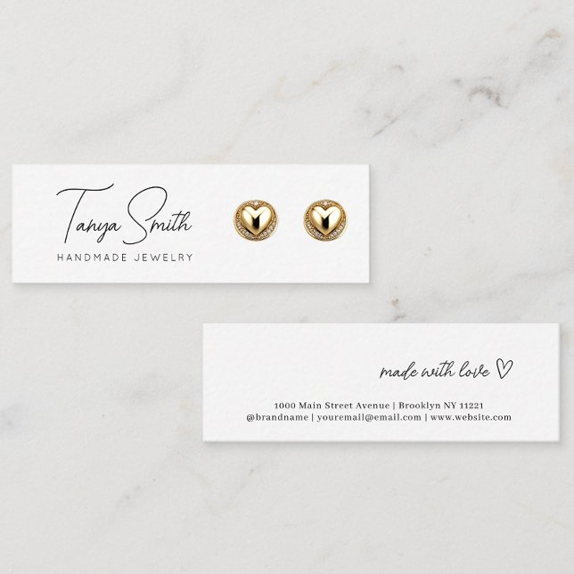Stylish Script Made Love Heart Earring Display Mini Business Card (Creator Uploaded)
