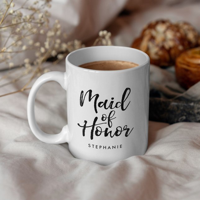 Stylish Script "Maid of Honor" Personalized Coffee Mug (Creator Uploaded)