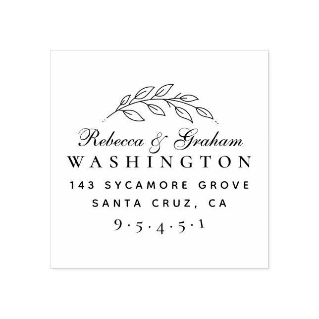 Stylish Script Married Couple Names Return Address Rubber Stamp (Imprint)