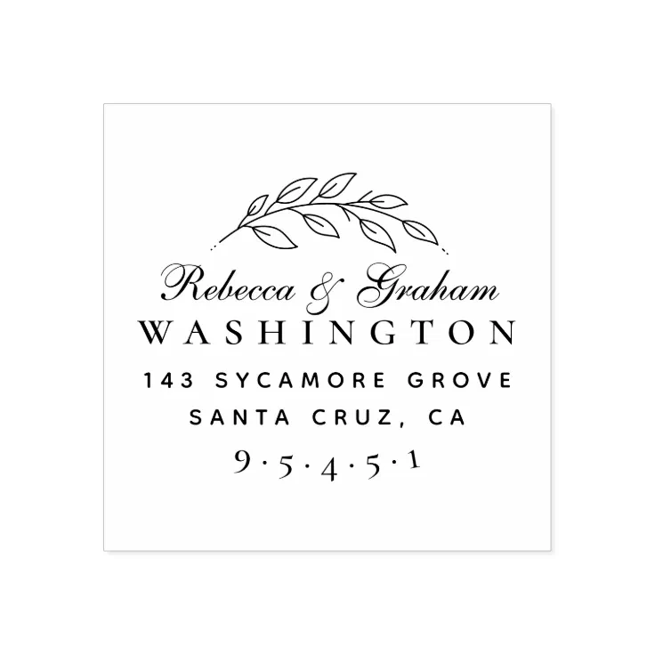 Stylish Script Married Couple Names Return Address Rubber Stamp Zazzle