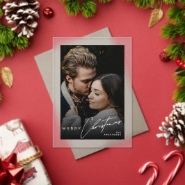 Stylish Script Minimalist 1 Photo Christmas Card Acrylic Invitations
