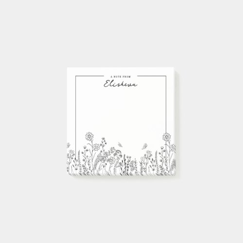 Stylish Script Minimalist Floral Sketch  Post_it Notes