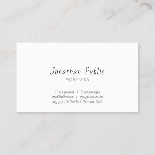 Stylish Script Modern Designed Simple Template Business Card
