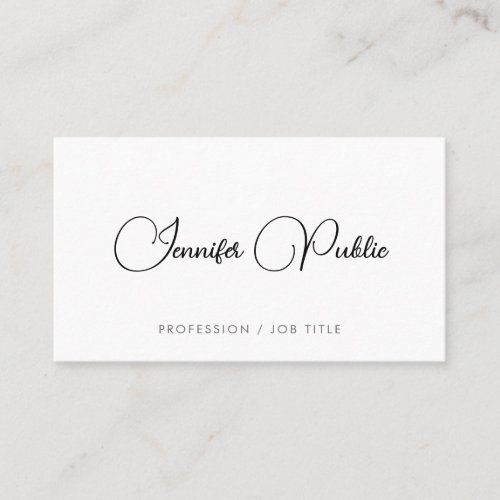 Stylish Script Modern Elegant Cute Template White Business Card