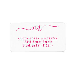 Stylish Script Monogram Hot Pink Modern Typography Label