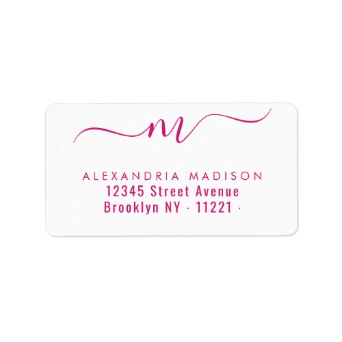 Stylish Script Monogram Hot Pink Modern Typography Label