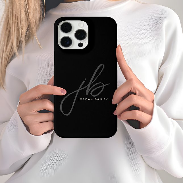 Stylish Script Monogram Initials and Name Case-Mate iPhone Case (Creator Uploaded)