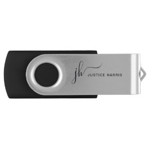 Stylish Script Monogram Modern Minimalist Flash Drive