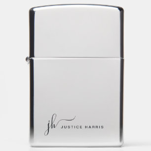 Stylish Script Monogram Modern Personalized Zippo Lighter