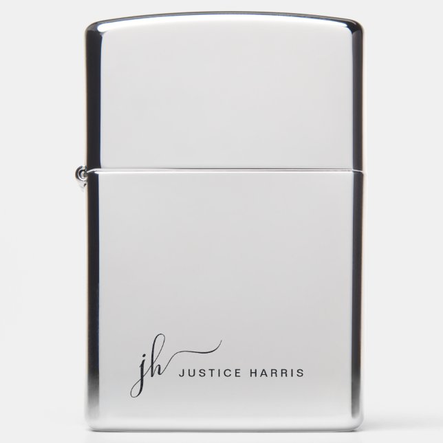 Stylish Script Monogram Modern Personalized Zippo Lighter (Front)