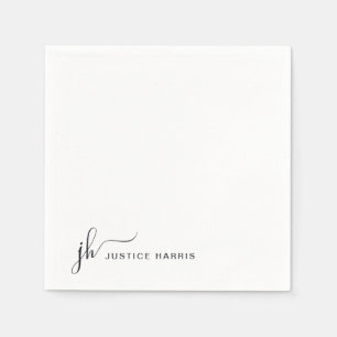 Stylish Script Monogram Modern Professional Napkins