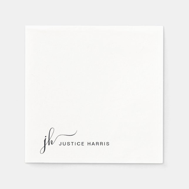 Stylish Script Monogram Modern Professional Napkins (Front)