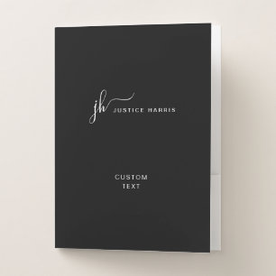 Stylish Script Monogram Modern Professional Pocket Folder