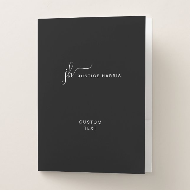 Stylish Script Monogram Modern Professional Pocket Folder (Front)