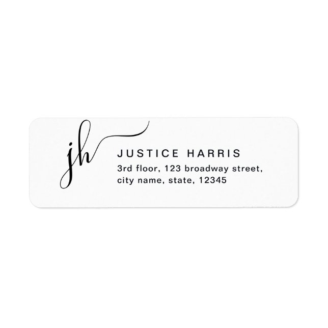 Stylish Script Monogram Modern Return Address Label (Front)