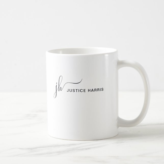 Stylish Script Monogram Modern Simple Personalized Coffee Mug (Right)