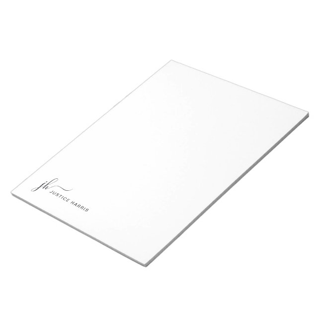 Stylish Script Monogram Personalized Stationery Notepad (Angled)