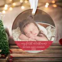 Stylish Script My First Christmas Baby Red