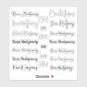 Stylish Script Name and Initials Sticker
