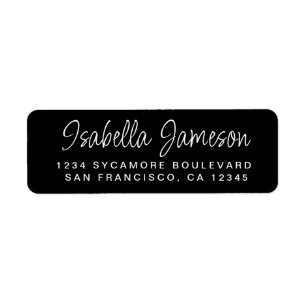 Stylish Script Name Black Return Address Label