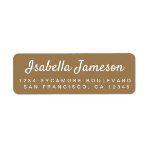 Stylish Script Name Gold Return Address Label