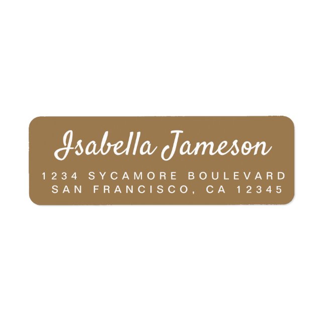 Stylish Script Name Gold Return Address Label (Front)