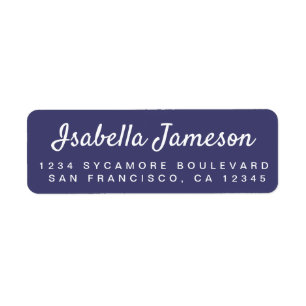 Stylish Script Name Navy Blue Return Address Label