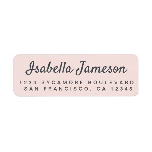 Stylish Script Name Pastel Pink Return Address Label