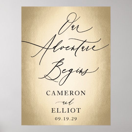 Stylish Script Our Adventure Begins Wedding Sign | Zazzle.com