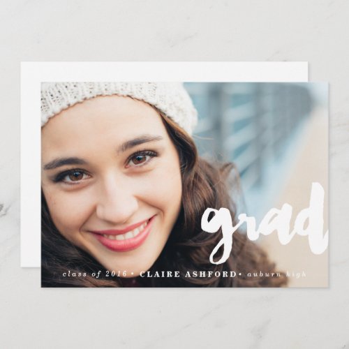 Stylish Script Overlay Graduation Photo Invitation