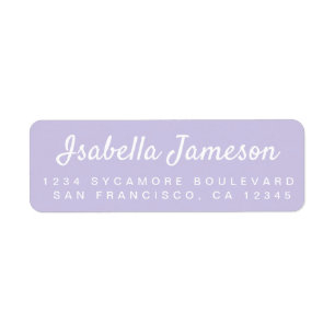 Stylish Script Pastel Purple Return Address Label