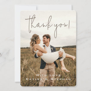Stylish Script Personalized Photo Thank You Card
