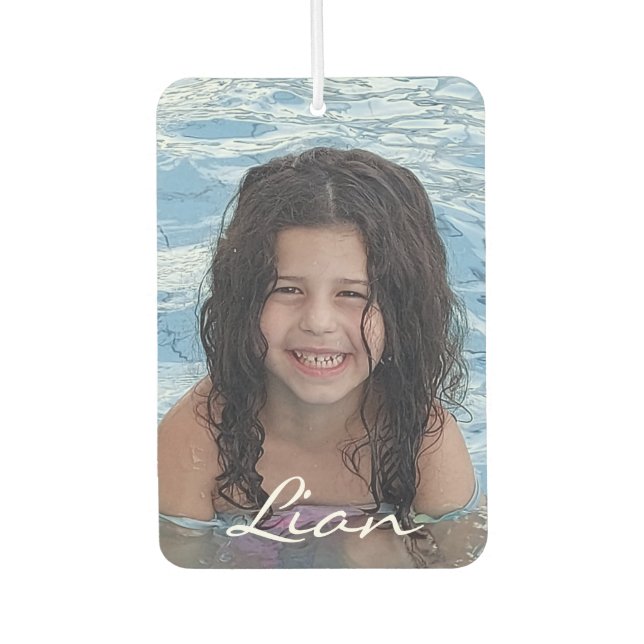 stylish script personalized photo two sided air freshener (Front)