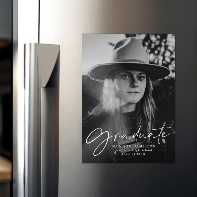 Stylish Script Photo Graduation Announcement (Creator Uploaded)