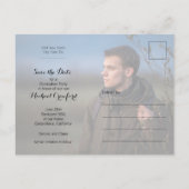 Stylish Script Photo Graduation Save the Date Postcard (Back)