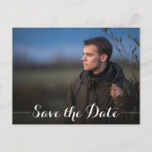 Stylish Script Photo Graduation Save the Date Postcard (Front)
