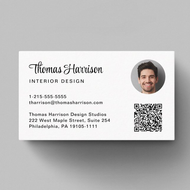 Stylish Script Professional QR Code Photo Business Card (Capture attention, make connections, and leave a lasting impression with our modern QR business card)