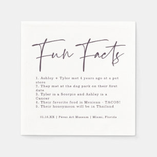 Stylish Script Purple Color Swatch Fun Facts Napkins