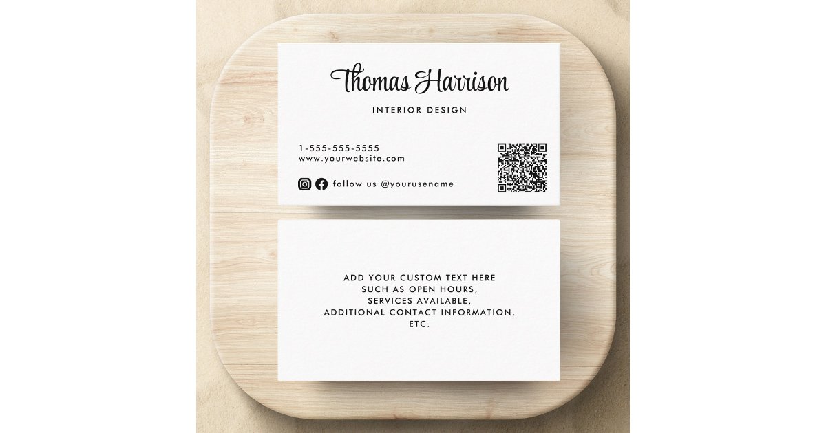 Answer Booklet Script Qr Code Photo Stylish Script QR Code Business Card | Zazzle