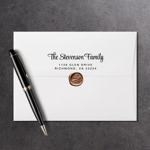Stylish Script Return Address White Envelope