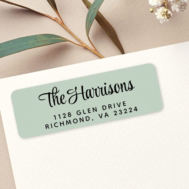 Stylish Script Sage Green Return Address Label (Creator Uploaded)