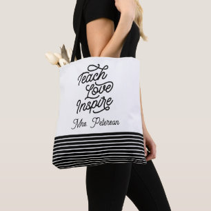 Stylish Script Teach Love Inspire Teacher Tote Bag