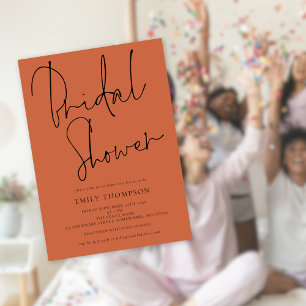 Stylish Script Terracotta Bridal Shower Invitation