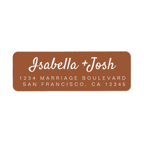 Stylish Script TerraCotta Wedding Return Address Label