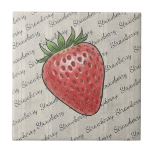 Stylish script text based background Strawberry Ceramic Tile