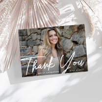 stylish script thank you graduation postcard