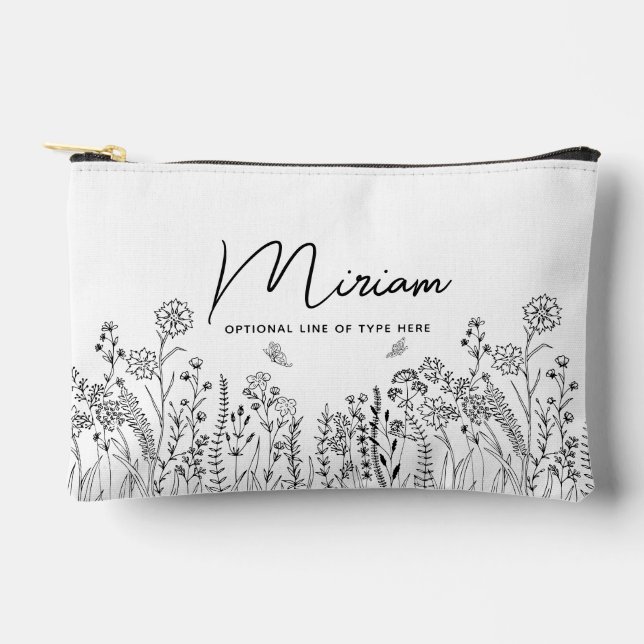 Stylish Script Trendy Floral Cosmetic Bag (Front)