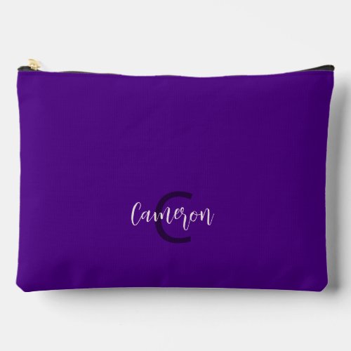 Stylish Script Type Initials  Name Indigo Purple Accessory Pouch